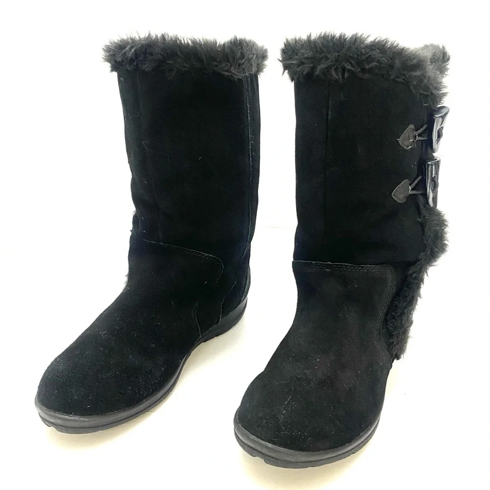 White Mountain Women's Black Suede Cozy Winter Boot
